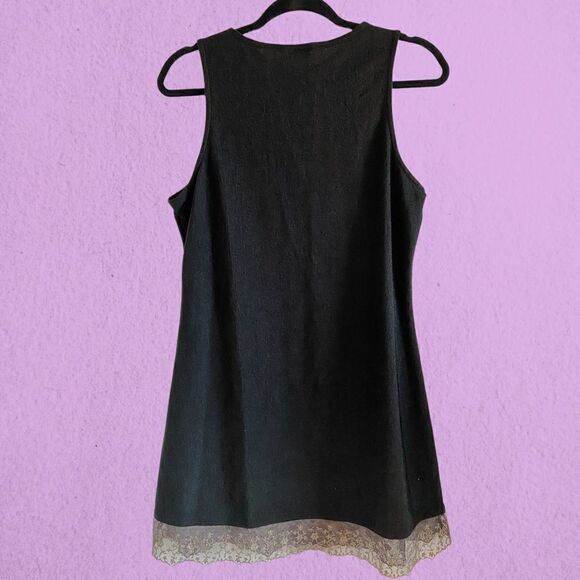 Vintage 90’s little black mini dress lace hem - Picture 5 of 11